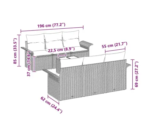 Sodo Sofų Rinkinys 7 Pcs Ruda Ir Grietinėlė 55 X 55 X 37 Cm Sodo Sofų Rinkinys 7 Pcs Ruda Ir Grietinėlė 55 X 55 X 37 Cm