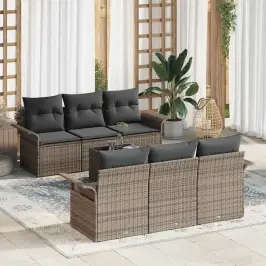 Dārza Dīvānu Komplekts Ar Spilvenu 7 Pcs Pelēka 55 X 55 X 37 Cm Vidaxl