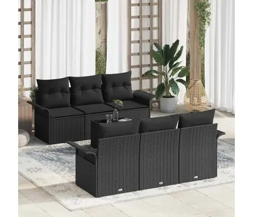 Aia Diivanikomplekt Padjaga Ladustamisega 7 Pcs Must Polürotang