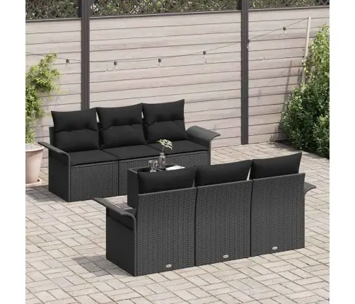 Aia Diivanikomplekt Padjaga Ladustamisega 7 Pcs Must Polürotang