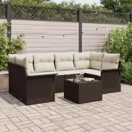 Dārza Dīvānu Komplekts 7 Pcs 6-Seater Brūna Un Krēmkrāsas Vidaxl Dārza Dīvānu Komplekts 7 Pcs 6-Seater Brūna Un Krēmkrāsas Vidaxl