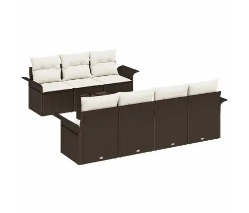 8 Daļu Dārza Dīvānu Komplekts Ar Spilveniem, Brūns Polirattans Vidaxl