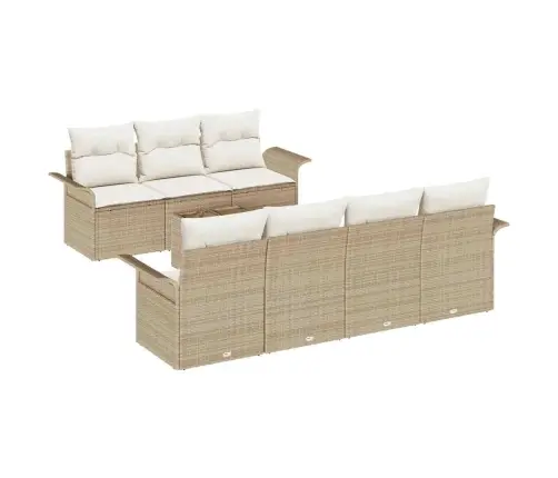 8 Daļu Dārza Dīvānu Komplekts Ar Bēšiem Spilveniem Vidaxl