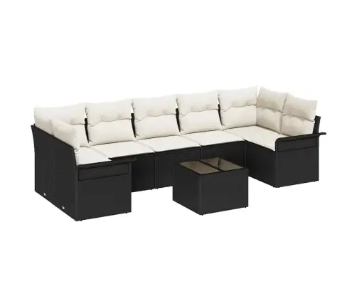 8 Daļīgs Dārza Dīvānu Komplekts Ar Spilveniem Melnā Poliratanā Vidaxl