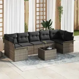 Dārza Dīvānu Komplekts Ar Spilvenu 8 Pcs Pelēka 55 X 55 X 37 Cm Vidaxl