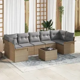Dārza Dīvānu Komplekts 8 Pcs Bēšs Un Pelēks 55 X 55 X 37 Cm Vidaxl