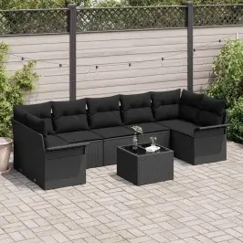 Dārza Dīvānu Komplekts Ar Spilvenu 8 Pcs Melna 55 X 55 X 37 Cm Vidaxl