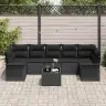 8 Daļu Dārza Dīvānu Komplekts Ar Spilveniem Melnā Poli-Rattanā Vidaxl