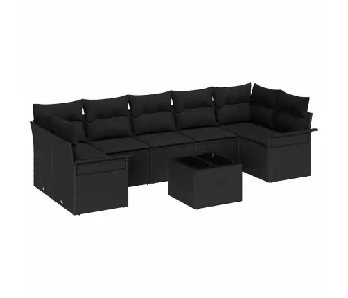 8 Daļu Dārza Dīvānu Komplekts Ar Spilveniem Melnā Poli-Rattanā Vidaxl