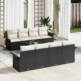 Dārza Dīvānu Komplekts 9 Pcs Melns Un Krēmkrāsa 55 X 55 X 37 Cm Vidaxl