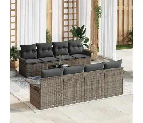 9 Daļu Dārza Dīvānu Komplekts Pelēkā Polirotanā Ar Spilveniem Vidaxl