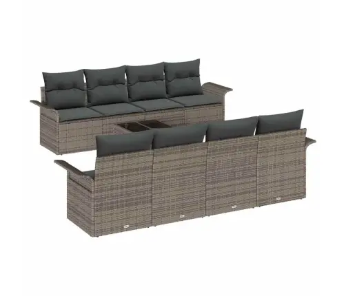 9 Daļu Dārza Dīvānu Komplekts Pelēkā Polirotanā Ar Spilveniem Vidaxl