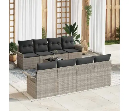 Sodo Sofų Rinkinys 9 Pcs Šviesiai Pilka Ir Tamsiai Pilka