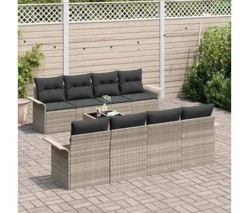 Sodo Sofų Rinkinys 9 Pcs Šviesiai Pilka Ir Tamsiai Pilka