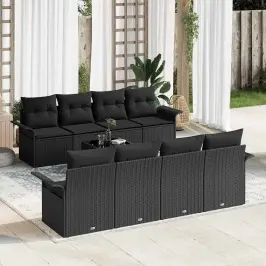 Dārza Dīvānu Komplekts Ar Spilvenu 9 Pcs Melna 55 X 55 X 37 Cm Vidaxl