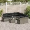 Sodo Sofų Rinkinys 9 Pcs Pilka Poli Ratanas, Plienas Ir Stiklas
