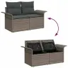 Sodo Sofų Rinkinys 9 Pcs Pilka Poli Ratanas, Plienas Ir Stiklas