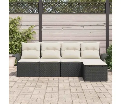 5 Gabalu Dārza Dīvānu Komplekts Ar Spilveniem Melnā Polietilēna Rotangpalmas Vidaxl