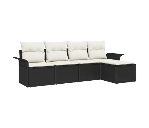 5 Gabalu Dārza Dīvānu Komplekts Ar Spilveniem Melnā Polietilēna Rotangpalmas Vidaxl