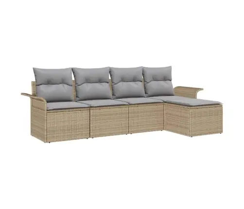 5 Gabalu Dārza Dīvānu Komplekts Ar Spilveniem Bēšā Poli Rotangpalmas Krāsā Vidaxl