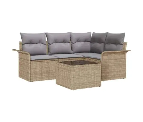 Dārza Dīvānu Komplekts Ar Uzglabāšanu 5 Pcs Bēša Poliratāns Vidaxl