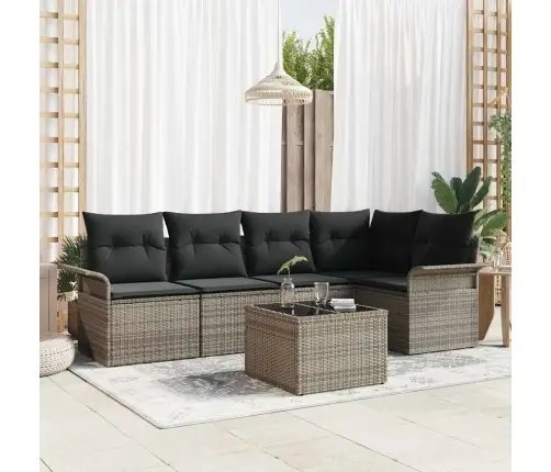 5 Gabali Dārza Dīvānu Komplekts Ar Spilveniem Melnā Poli Rotangpalma Vidaxl