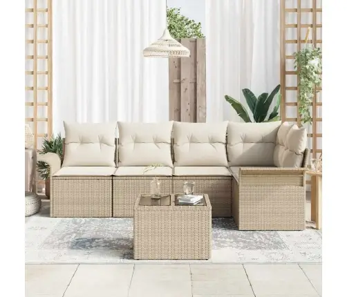 6 Gab. Dārza Dīvānu Komplekts Ar Spilveniem Brūna Polietilēna Rotangpalma Vidaxl