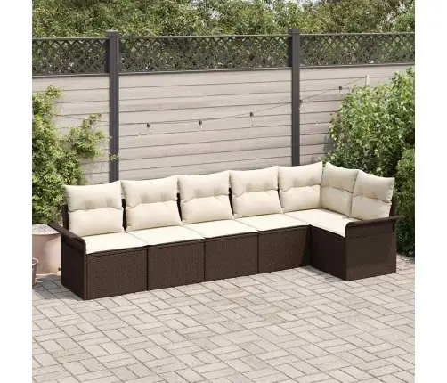 6 Daļu Dārza Dīvānu Komplekts Ar Spilveniem Brūns Polietilēna Rotangpalmas Vidaxl