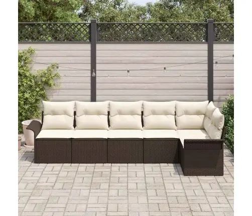 6 Daļu Dārza Dīvānu Komplekts Ar Spilveniem Brūns Polietilēna Rotangpalmas Vidaxl