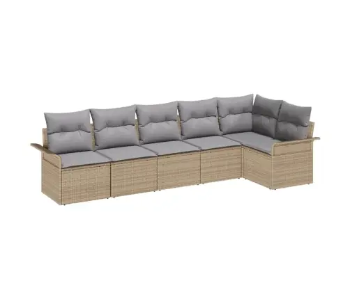 Sodo Sofų Rinkinys Su Pagalve 6 Pcs Smėlio Poli Ratanas