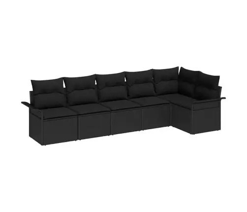 6 Elementu Dārza Dīvānu Komplekts Ar Spilveniem Melns Poli Rotangpalma Vidaxl