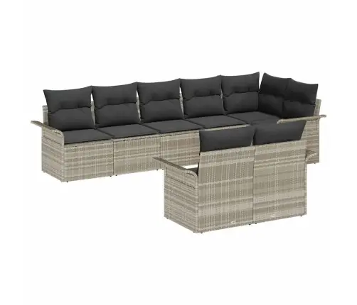 8 Daļu Dārza Dīvānu Komplekts Ar Spilveniem Gaiši Pelēks Poli Rotangpalma Vidaxl