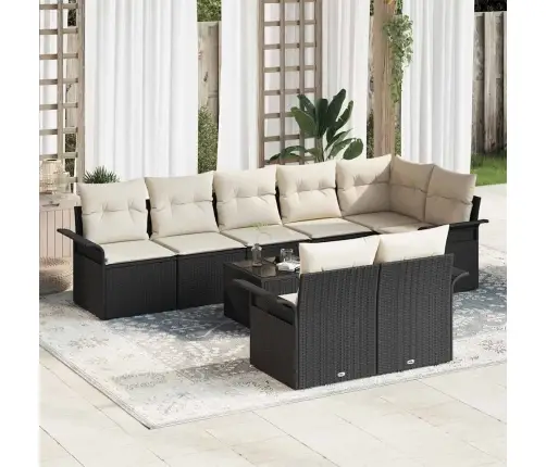 8 Daļīgais Dārza Dīvānu Komplekts Ar Spilveniem Brūns Polirotangpalma Vidaxl