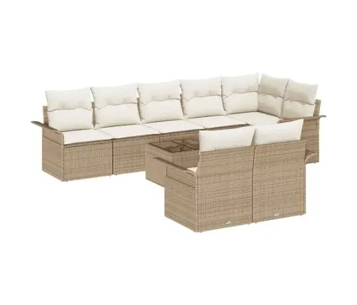 Sodo Sofų Rinkinys Su Saugykla 9 Pcs Smėlio Poliratanas