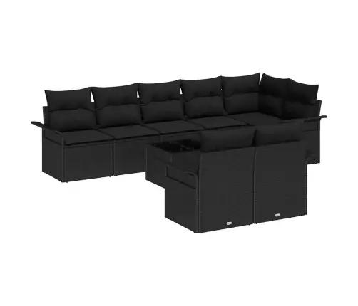 Dārza Dīvānu Komplekts Ar Uzglabāšanu 9 Pcs Melna Poliratāns Vidaxl