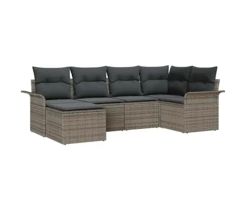 Sodo Sofų Rinkinys Su Saugykla 6 Pcs Pilka Poliratanas