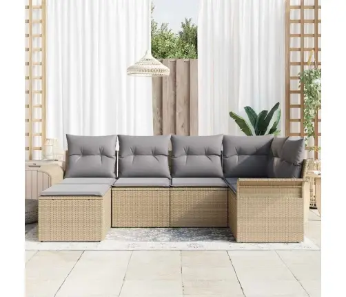 Aia Diivanikomplekt Ladustamisega 6 Pcs Beež Polürotang