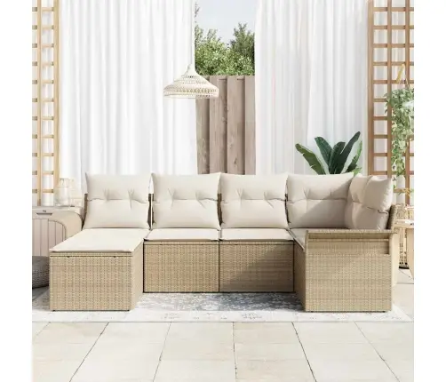 Aia Diivanikomplekt Ladustamisega 6 Pcs Beež Polürotang