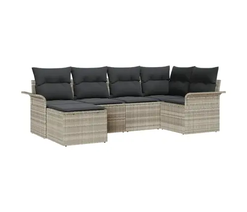 6 Daļu Dārza Dīvānu Komplekts Ar Spilveniem Gaiši Pelēks Poliestera Rotangpalma Vidaxl