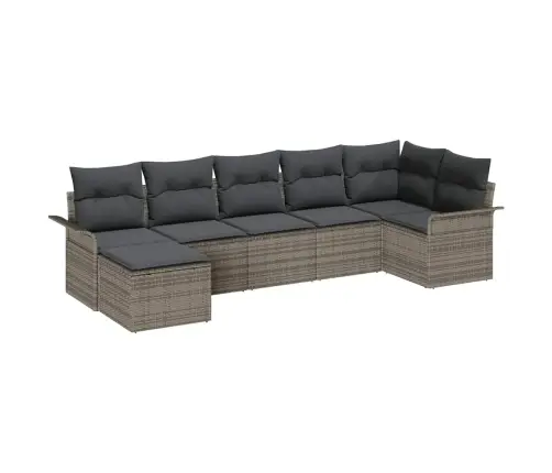 Dārza Dīvānu Komplekts 7 Pcs Pelēka Poliūtu Rotangpalma Vidaxl