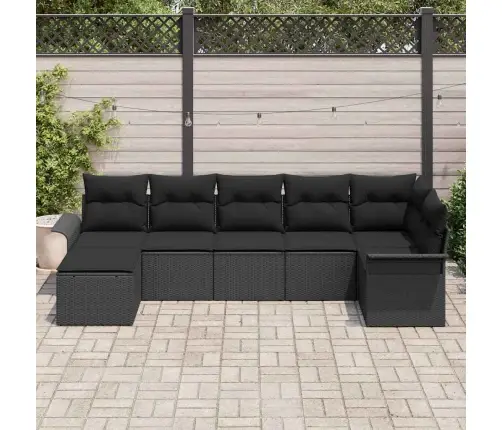Dārza Dīvānu Komplekts Ar Uzglabāšanu 7 Pcs Melna Poliratāns Vidaxl