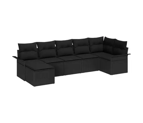 Dārza Dīvānu Komplekts Ar Uzglabāšanu 7 Pcs Melna Poliratāns Vidaxl