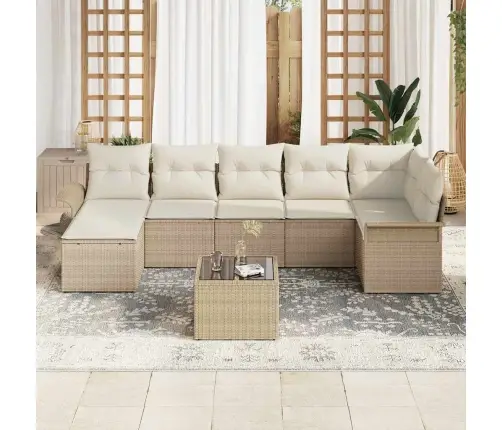 8 Daļu Dārza Dīvānu Komplekts Ar Spilveniem Brūnā Poli Rotangpalma Vidaxl