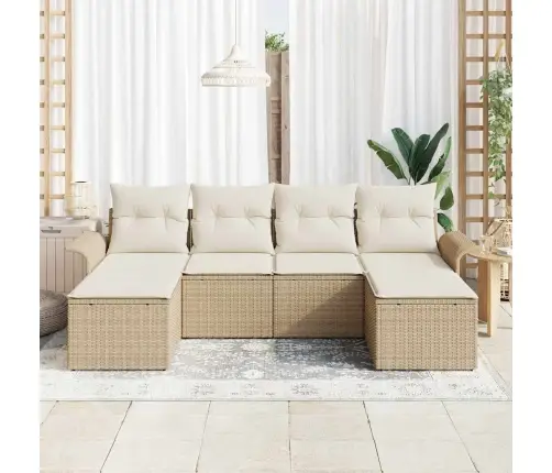 Aia Diivanikomplekt Ladustamisega 6 Pcs Beež Polürotang