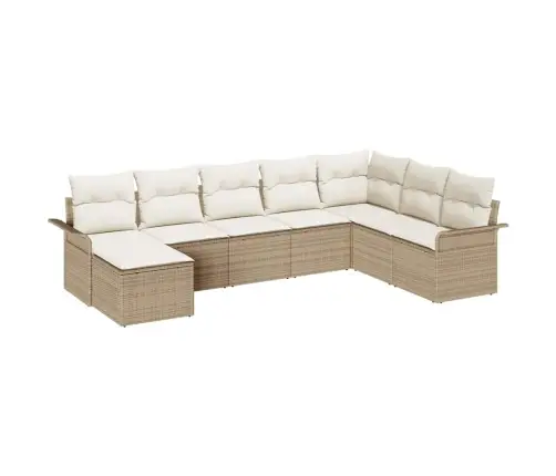 8 Gabalu Dārza Dīvānu Komplekts Ar Spilveniem Bēšā Poli Rotangpalma Vidaxl