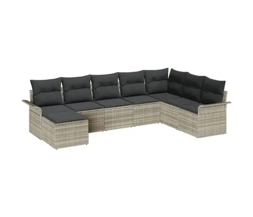 8 Gabalu Dārza Dīvāna Komplekts Ar Spilveniem Gaiši Pelēks Poli Rotangpalma Vidaxl