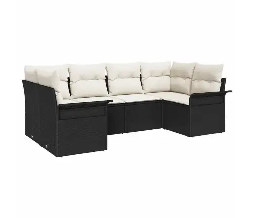 6 Gabalu Dārza Dīvānu Komplekts Ar Spilveniem Melnā Poli Rotangpalma Vidaxl