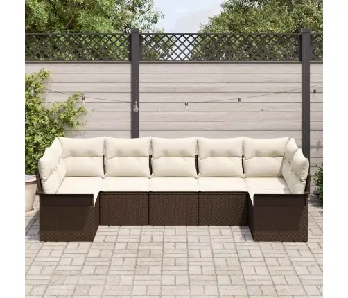 7 Daļu Dārza Dīvānu Komplekts Ar Spilveniem Brūnā Poliratanā Vidaxl