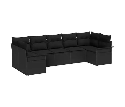 7 Daļīgais Dārza Dīvānu Komplekts Ar Spilveniem Melnā Rotangā Vidaxl