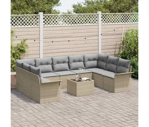 10 Daļīgs Dārza Dīvānu Komplekts Ar Spilveniem Melnā Poli Rotangpalmas Vidaxl